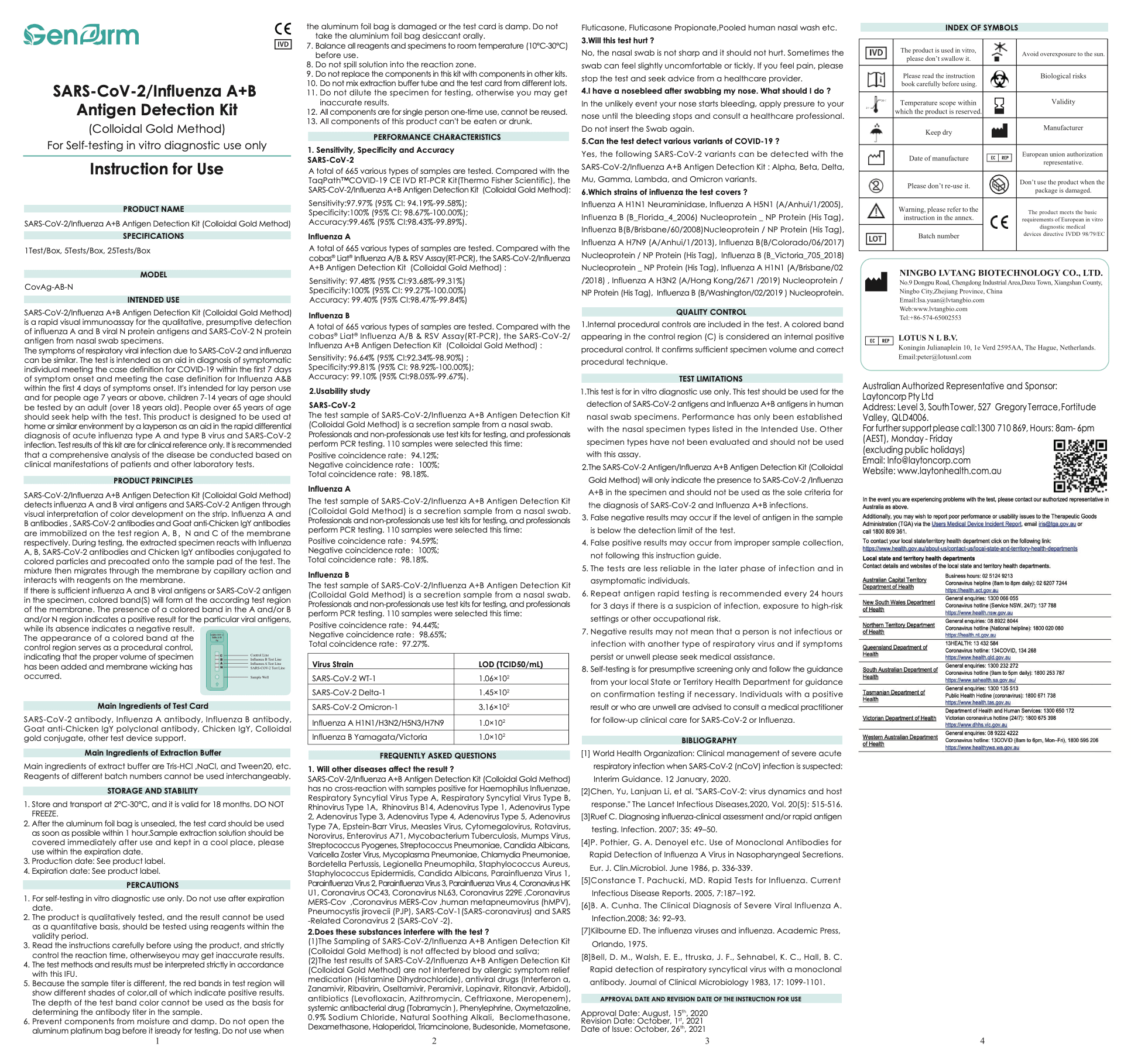 Genfarm (SARS-COV-2) Antigen/Influenza A+B Detection Kit - Layton Health